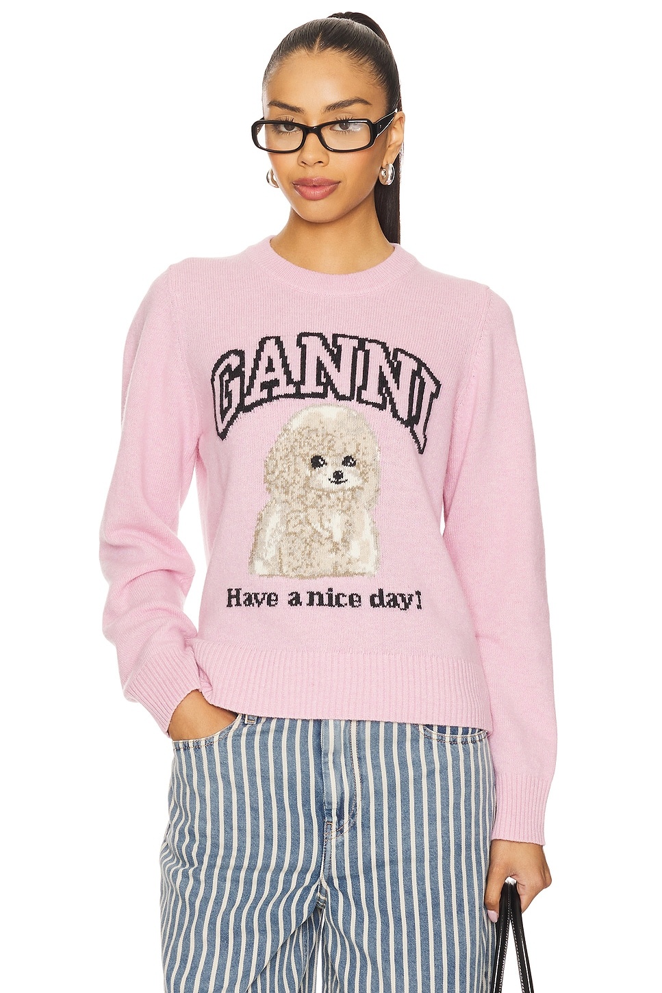 Graphic Wool Mix Poodle Crewneck - 1