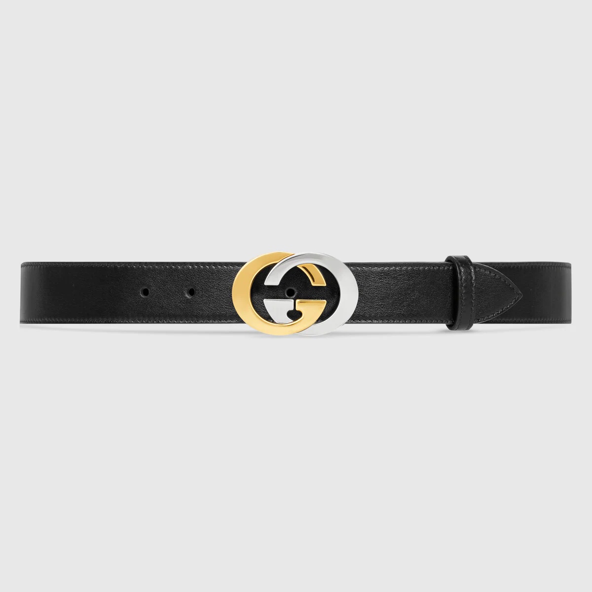 Leather belt with Interlocking G buckle - 1