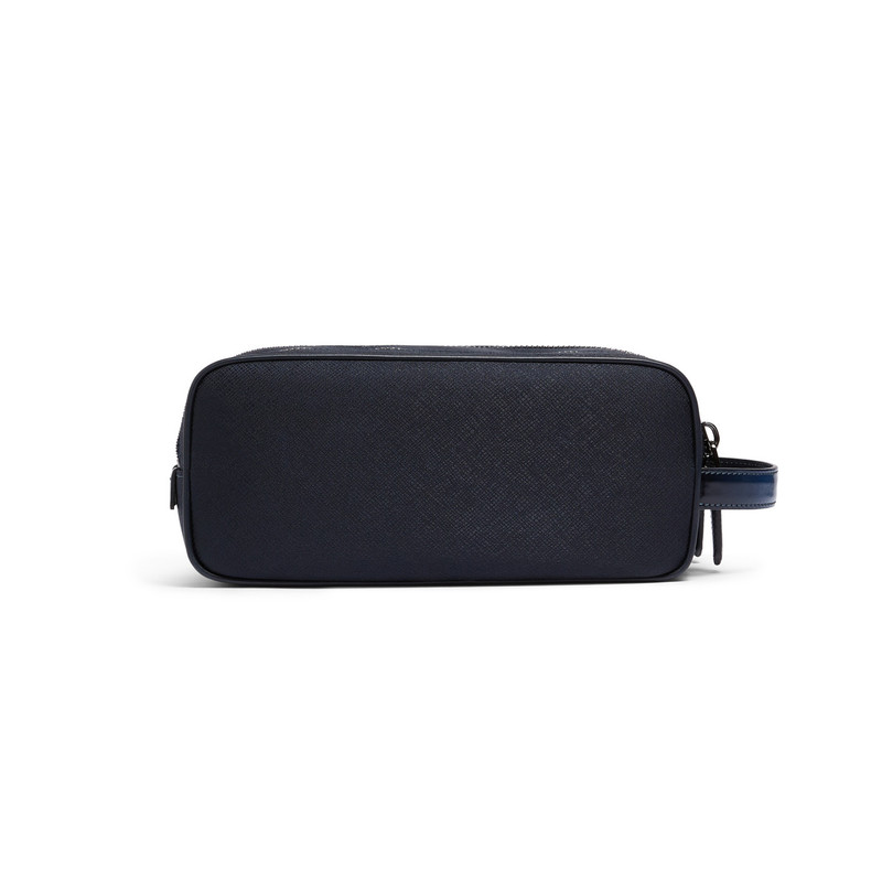 Blue leather and nylon beauty case 4