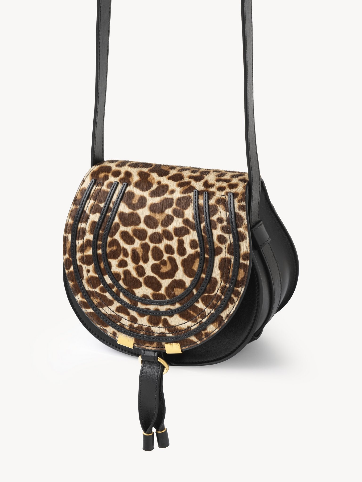 SMALL MARCIE SADDLE BAG IN LEOPARD-PRINT LEATHER - 2