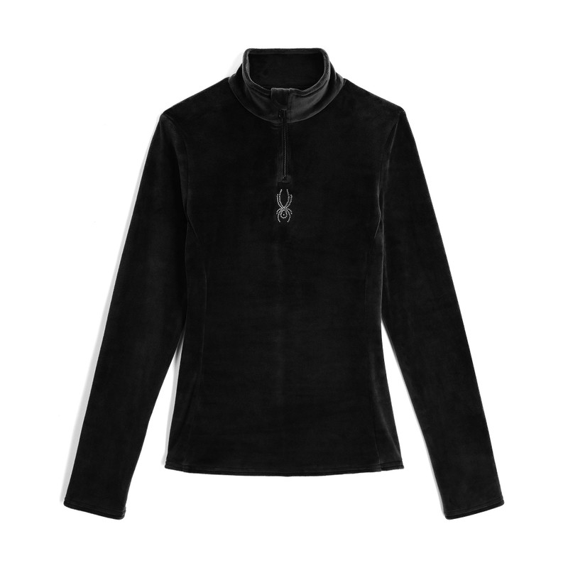 Womens Shimmer Bug Half Zip T-Neck - Black 1