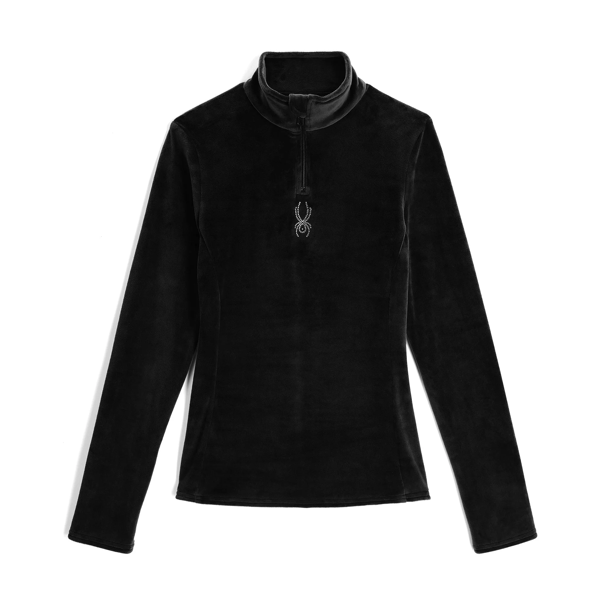 Womens Shimmer Bug Half Zip T-Neck - Black - 1