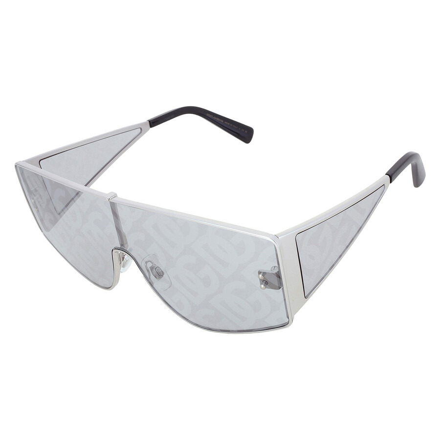 Dolce and Gabbana Silver Mirror Logo Shield Men's Sunglasses DG2305 05/AL 144 - 3