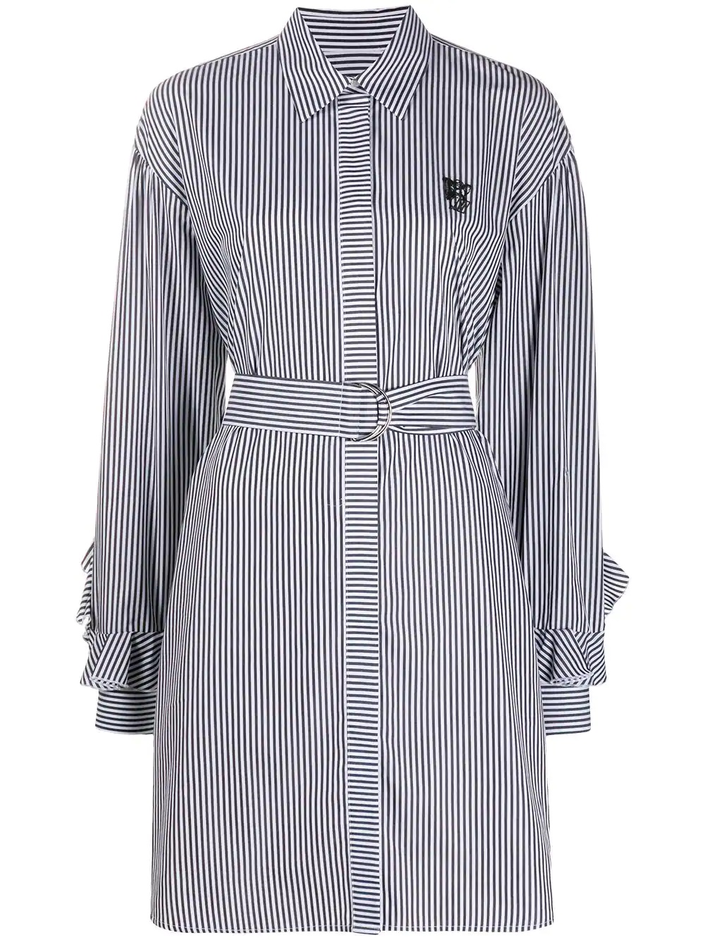 belted stripe shirt dress - 1