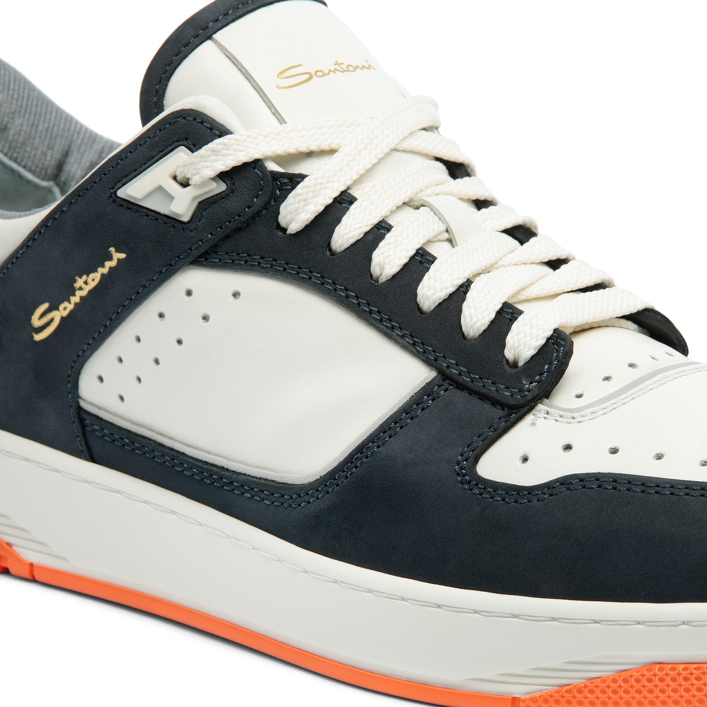 Men’s white and blue leather and nubuck Sneak-Air sneaker - 6