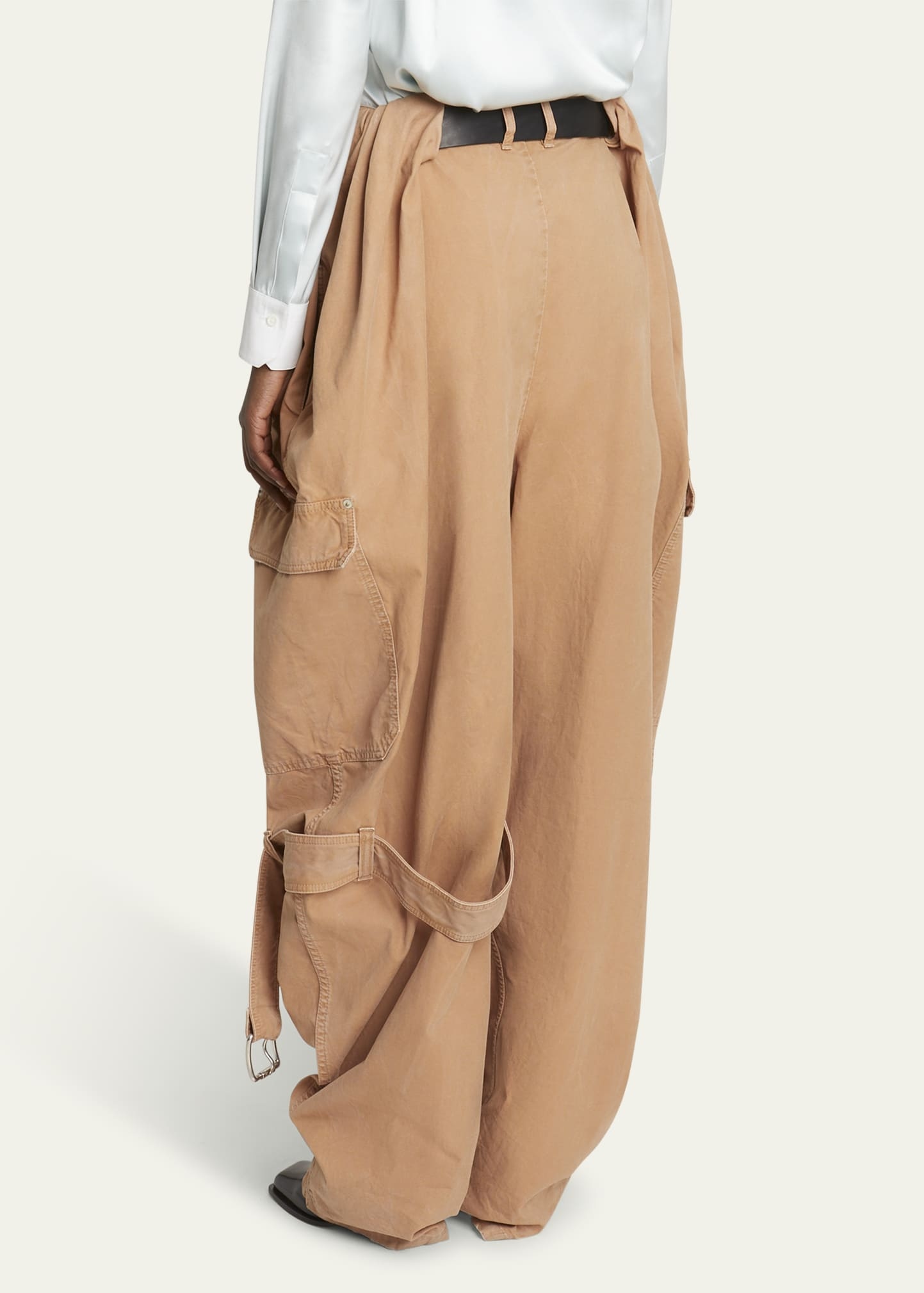 Oversized Balloon-Leg Cargo Trousers - 3