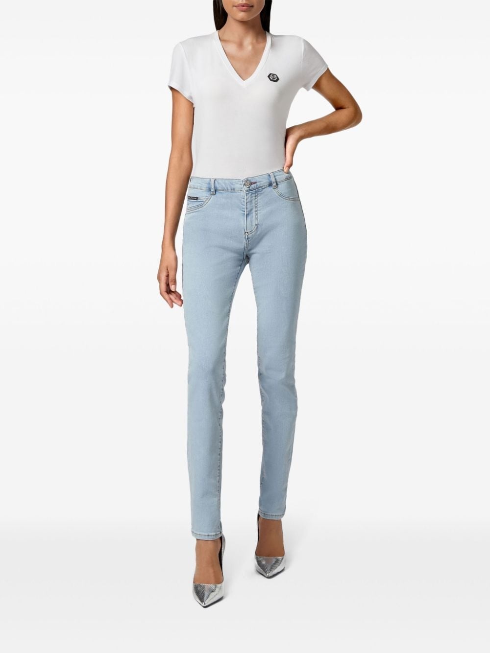 logo-plaque skinny-cut jeans - 2