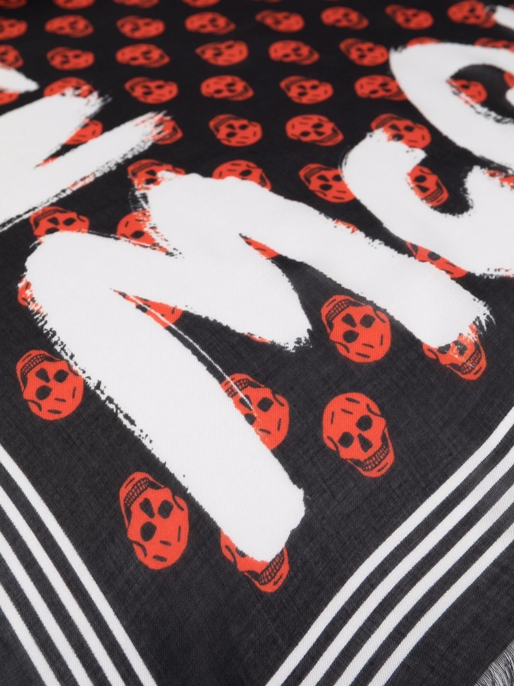 skull pattern painted-print scarf - 3