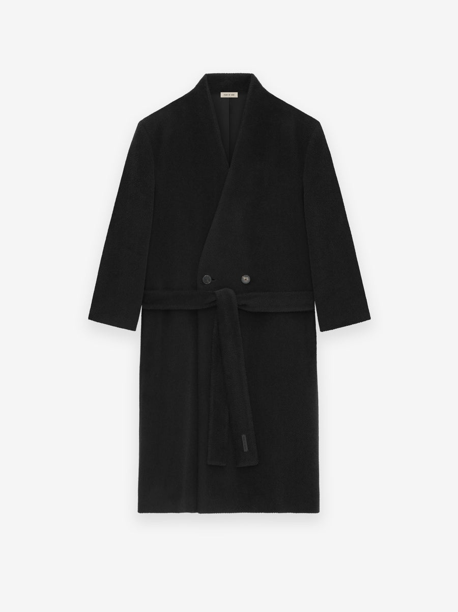 Alpaca Herringbone Lapelless Coat - 3