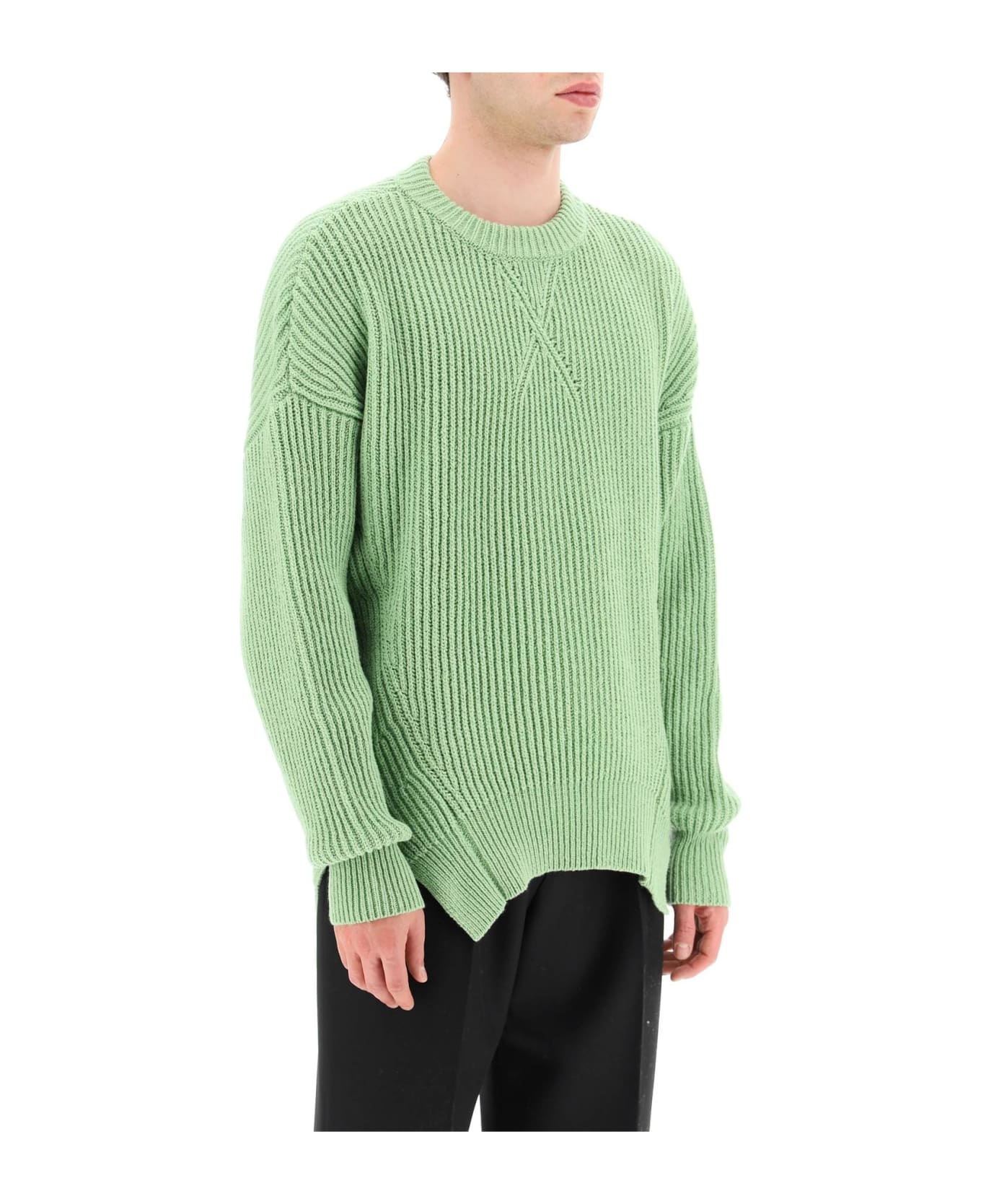 Mint Green Cotton And Wool Sweater - 2