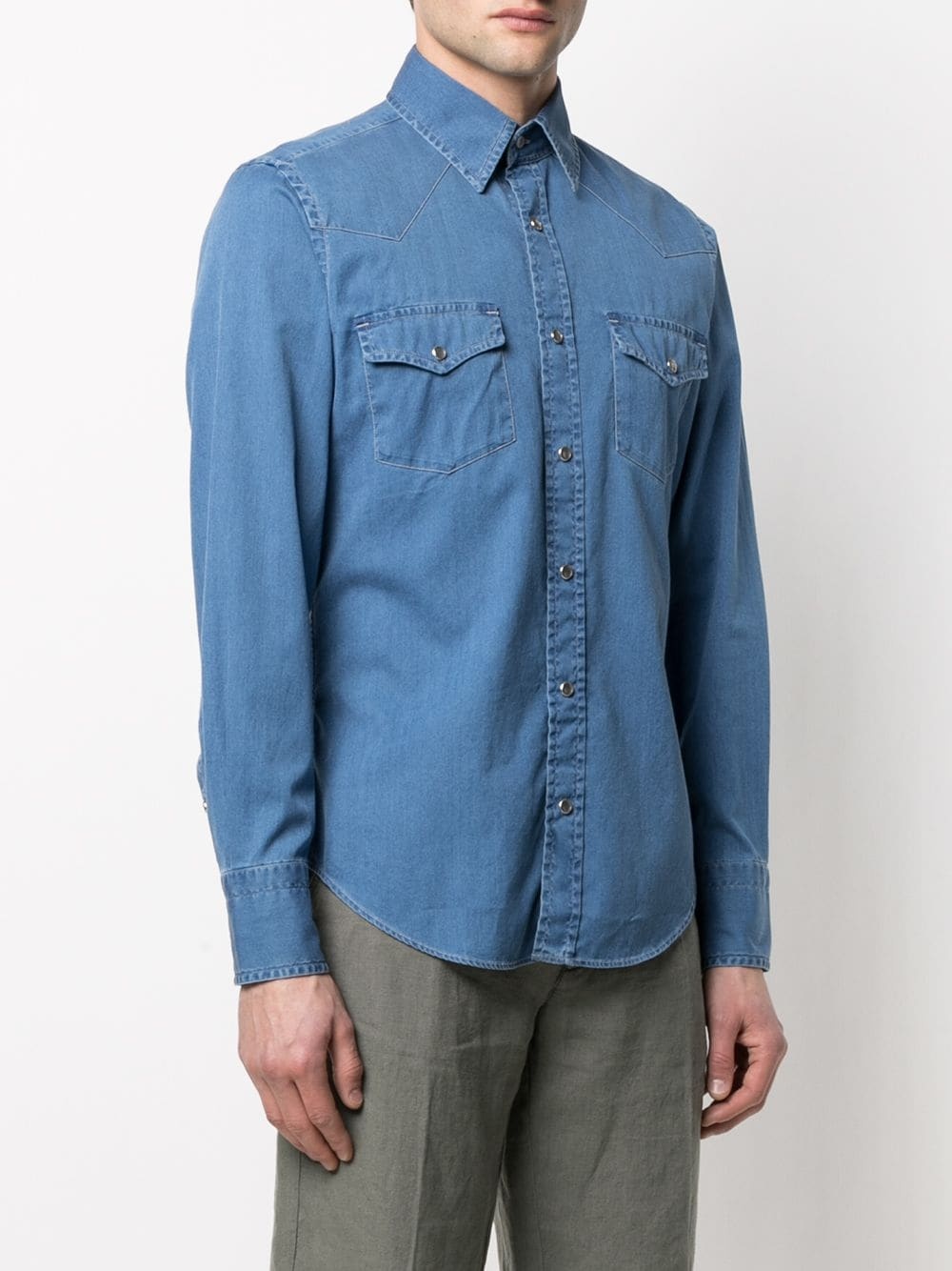 press-stud fastening denim shirt - 3