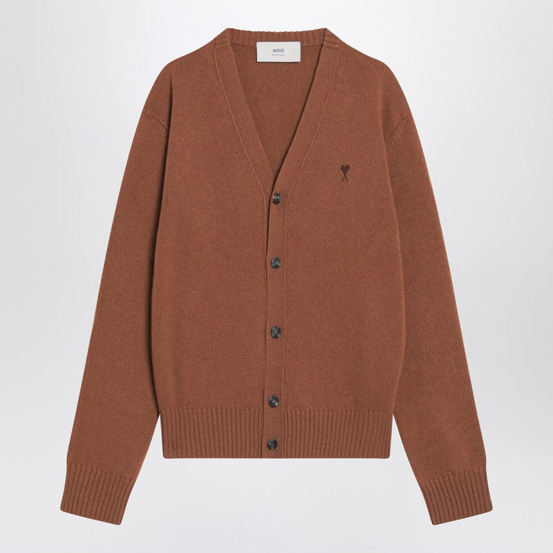 Ami Paris Hazelnut-coloured Ami De Coeur cardigan - 1