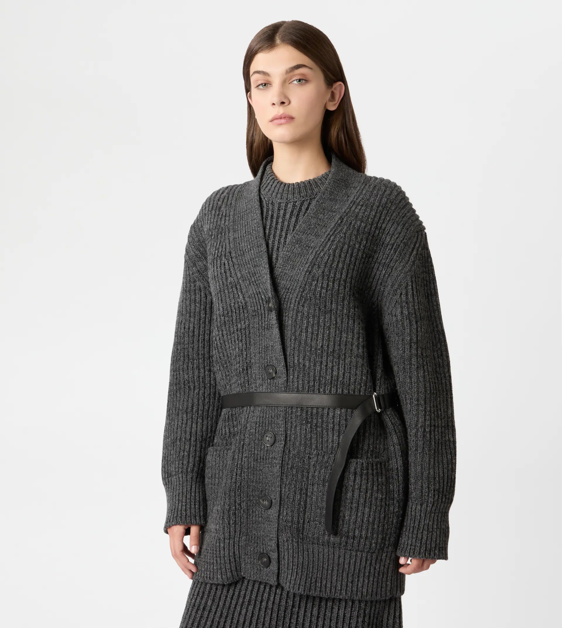 CASHMERE BLEND OVER CARDIGAN - GREY - 6