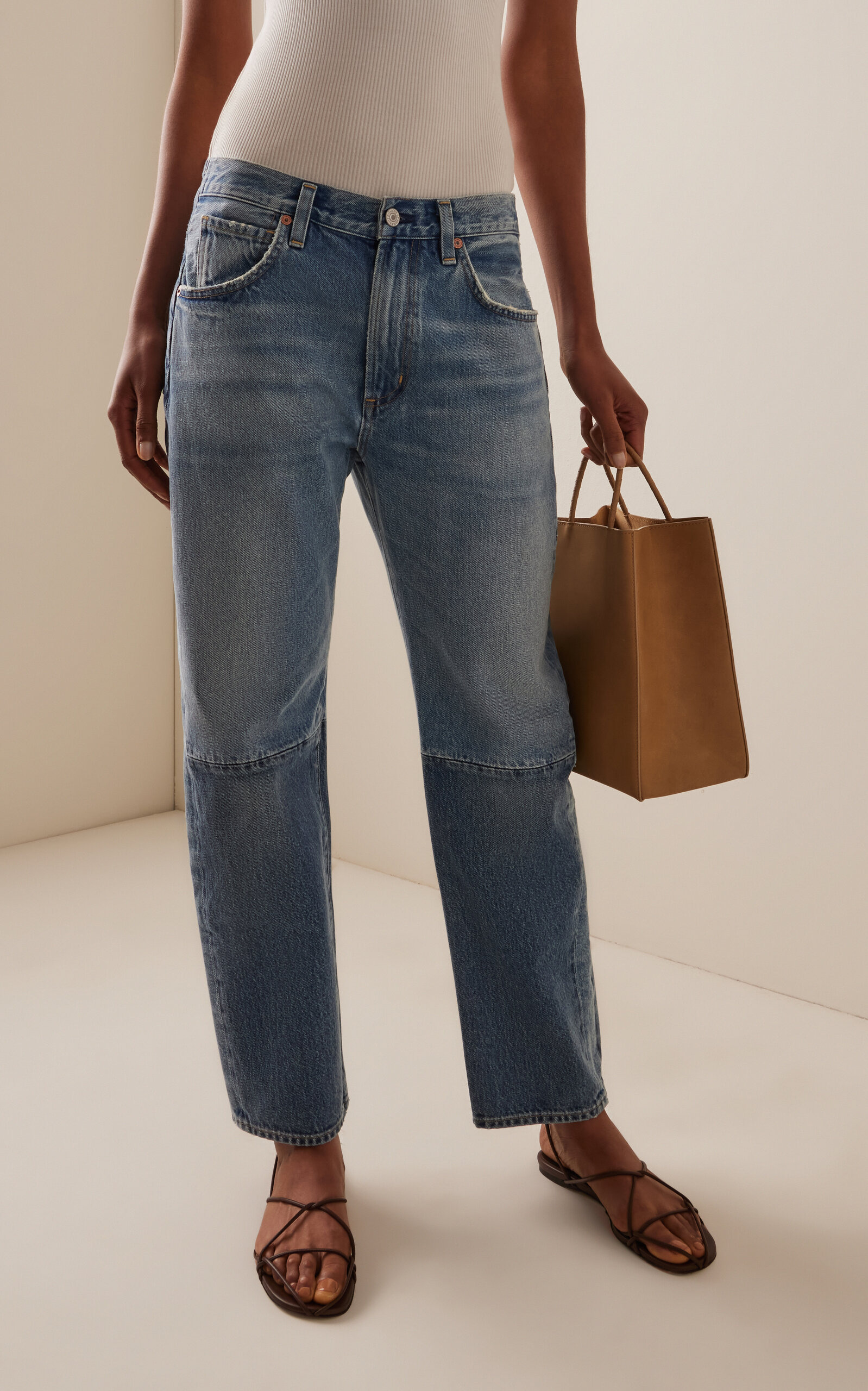 x Bloom Farm Exclusive Winslow Reworked Rigid Low-Rise Boyfriend Jeans medium wash - 5