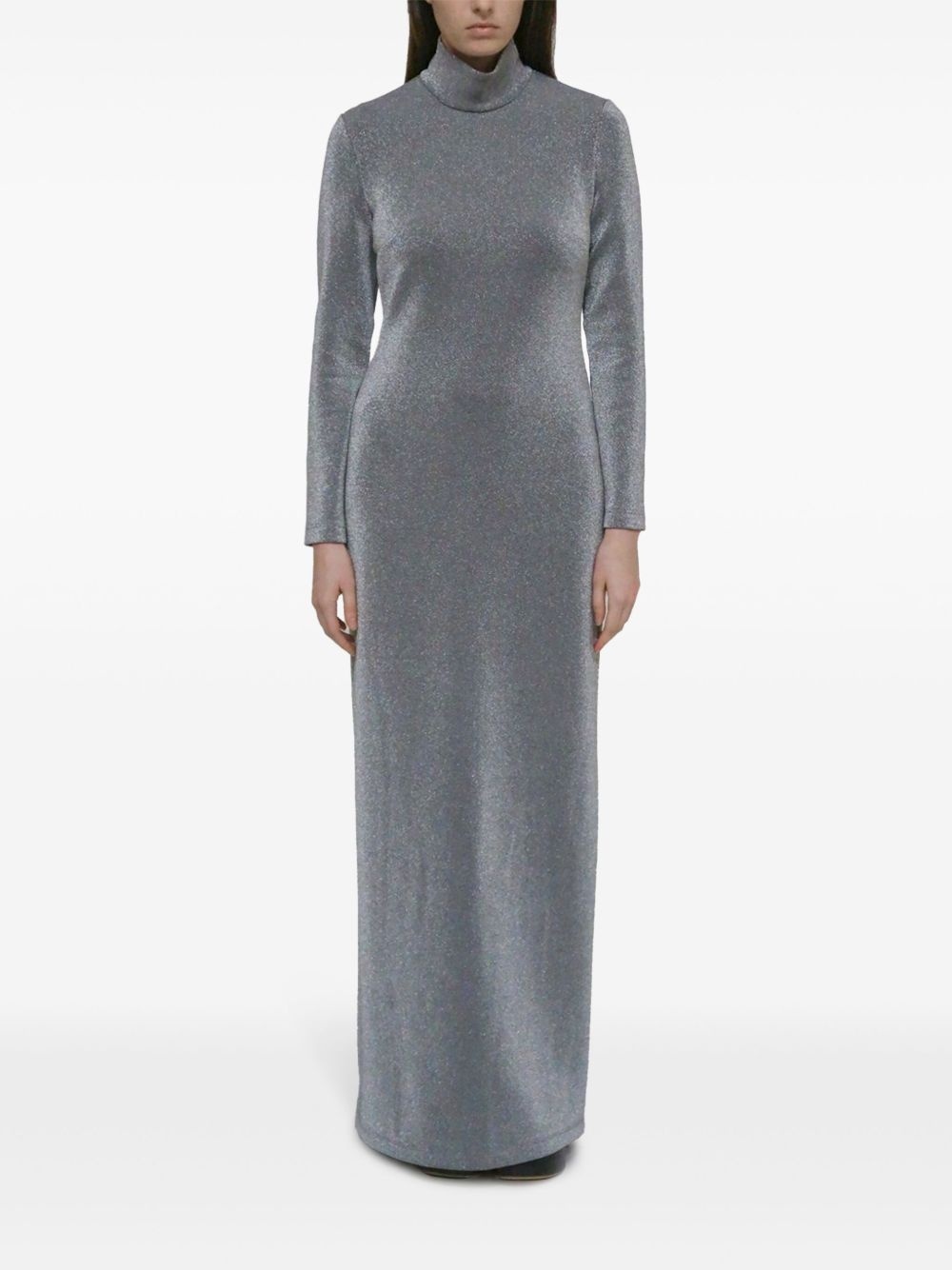 mock-neck metallic maxi dress - 3