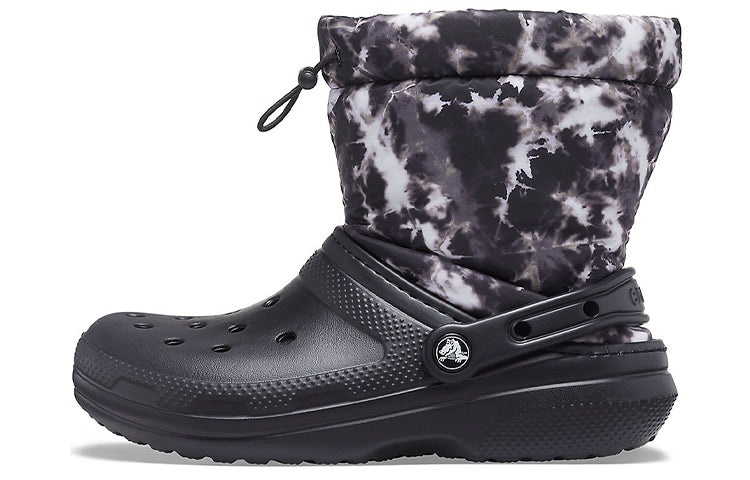 Crocs Classic Lined Neo Puff Tie Dye Boots 'Black White' 207328-001 - 2