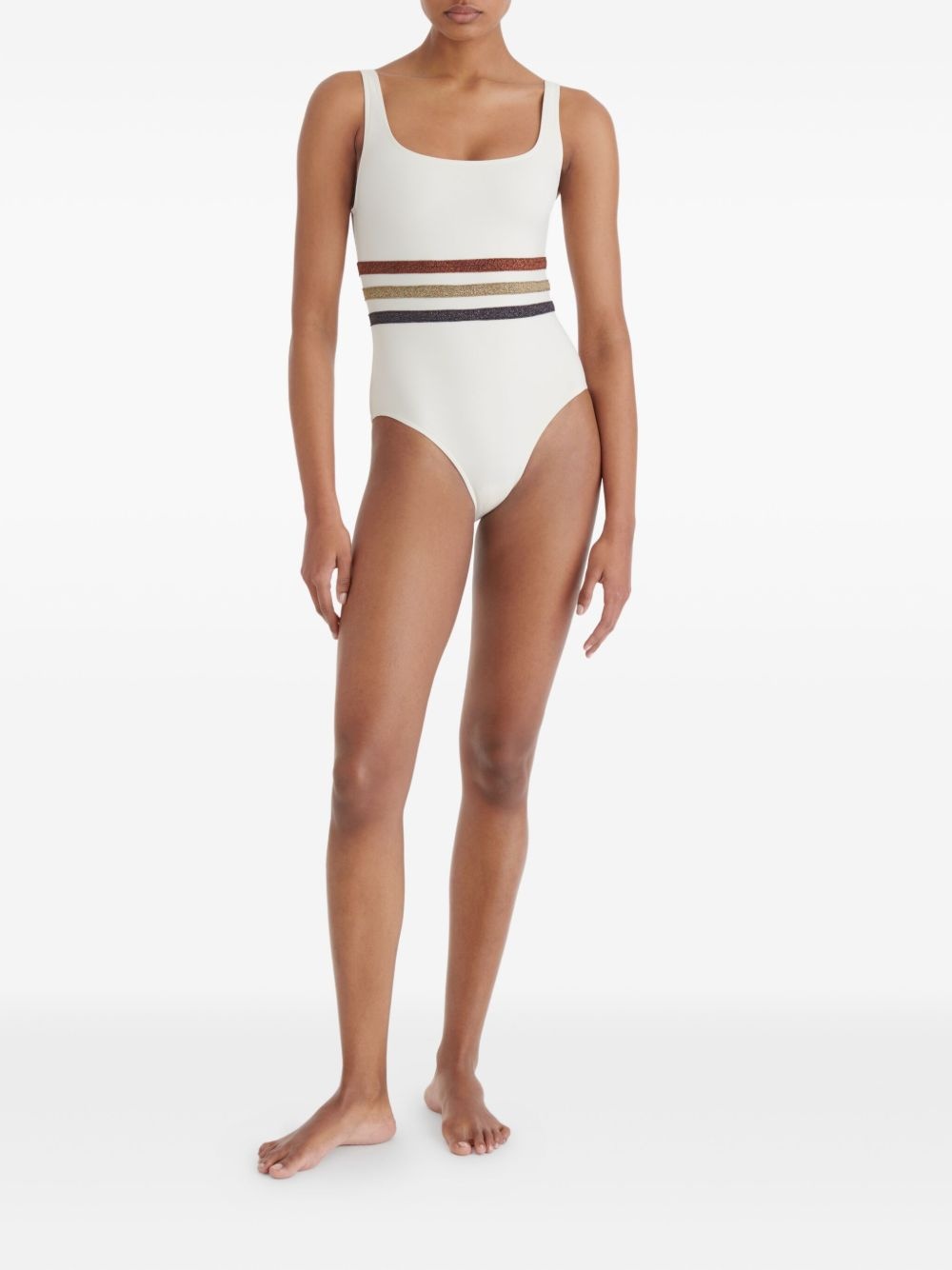 Radieux striped-waistband swimsuit - 2