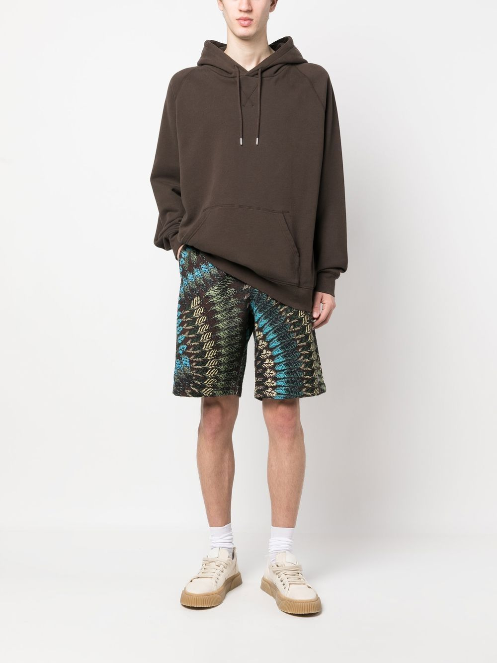 feather-print straight-leg shorts - 2