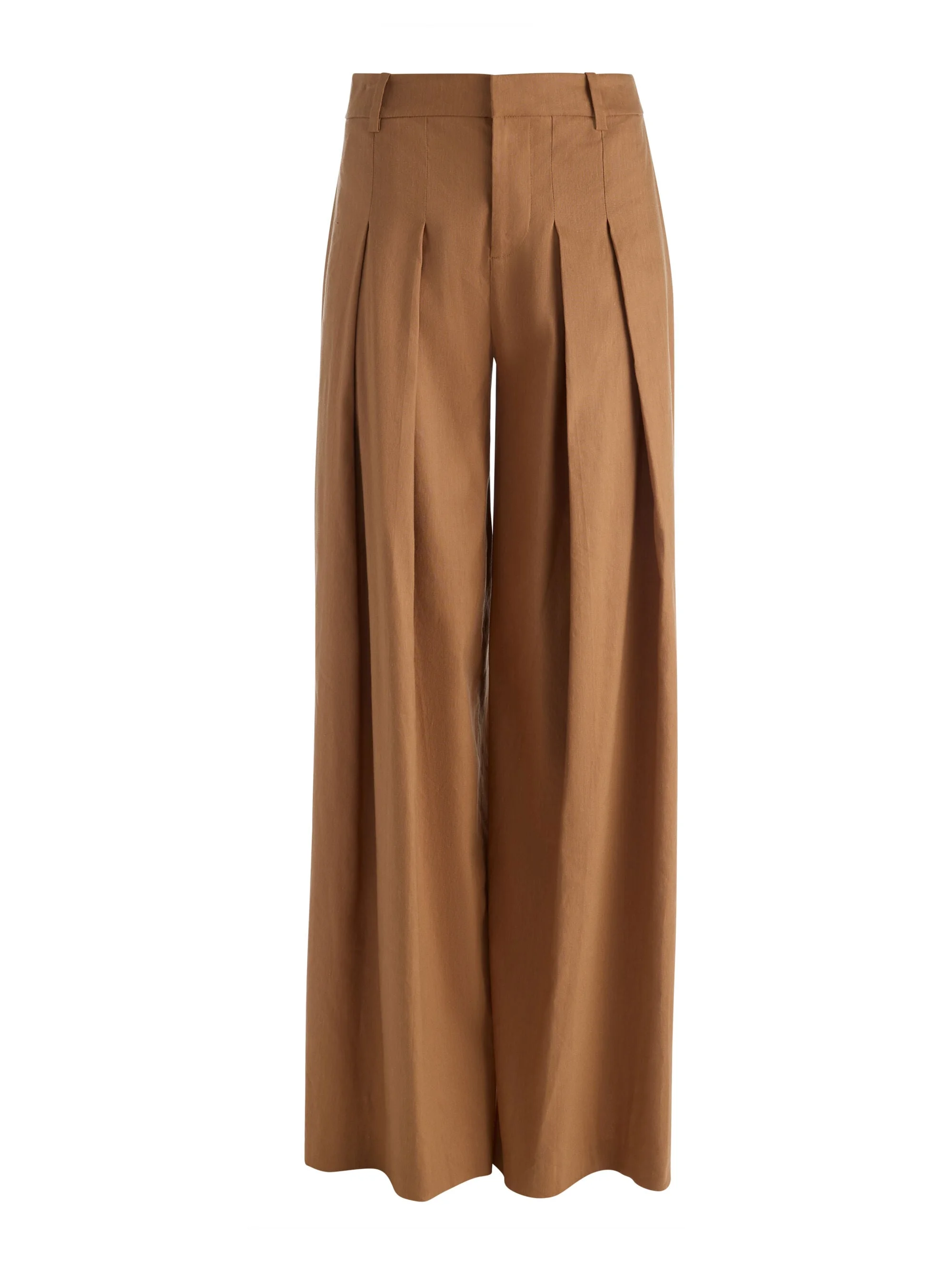 BLAIRE PLEATED LINEN PANT - TAN - 1