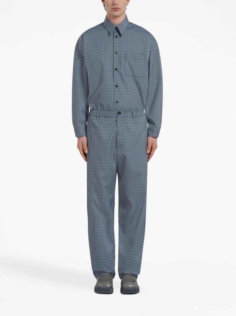 plaid straight-leg trousers - 3
