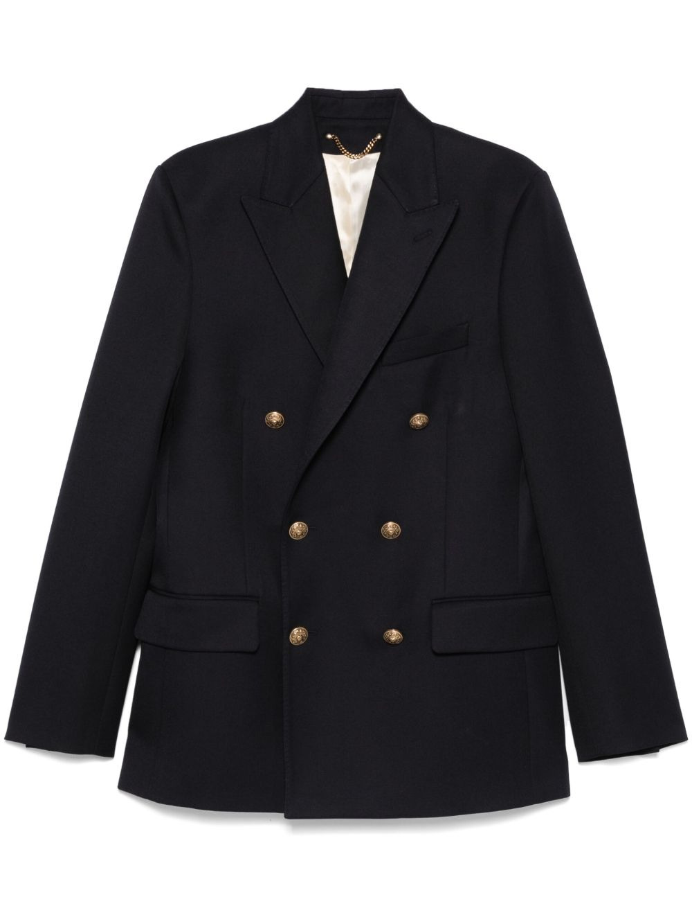 Wool Double-Breasted Blazer Jacket - 1