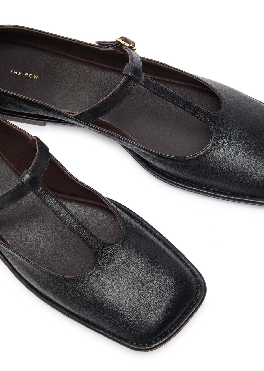 The Row Leather Mary Jane Flats - 3