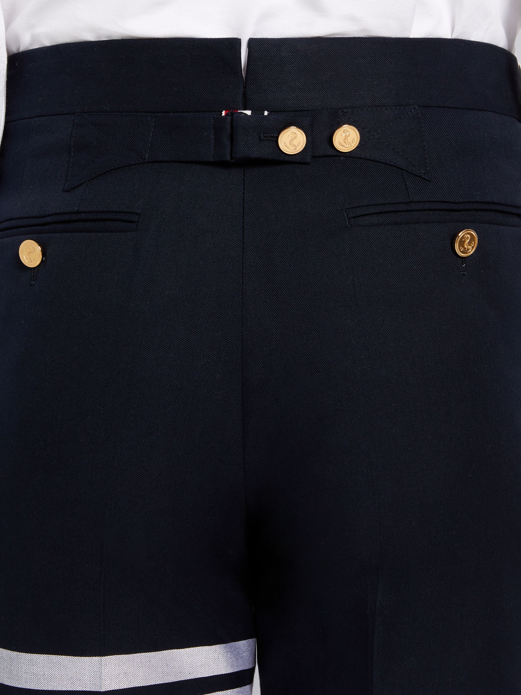 Navy Cotton Suiting Engineered 4-Bar Classic Backstrap Short - 6