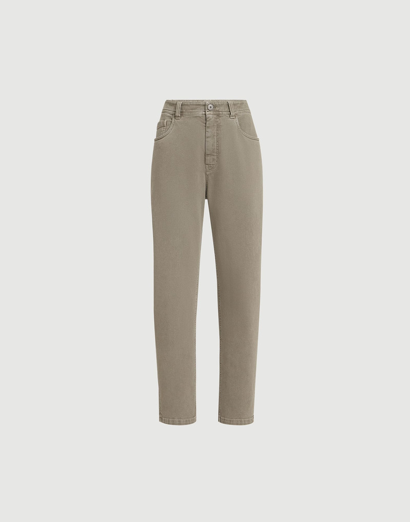 Dyed comfort denim baggy tapered trousers 1