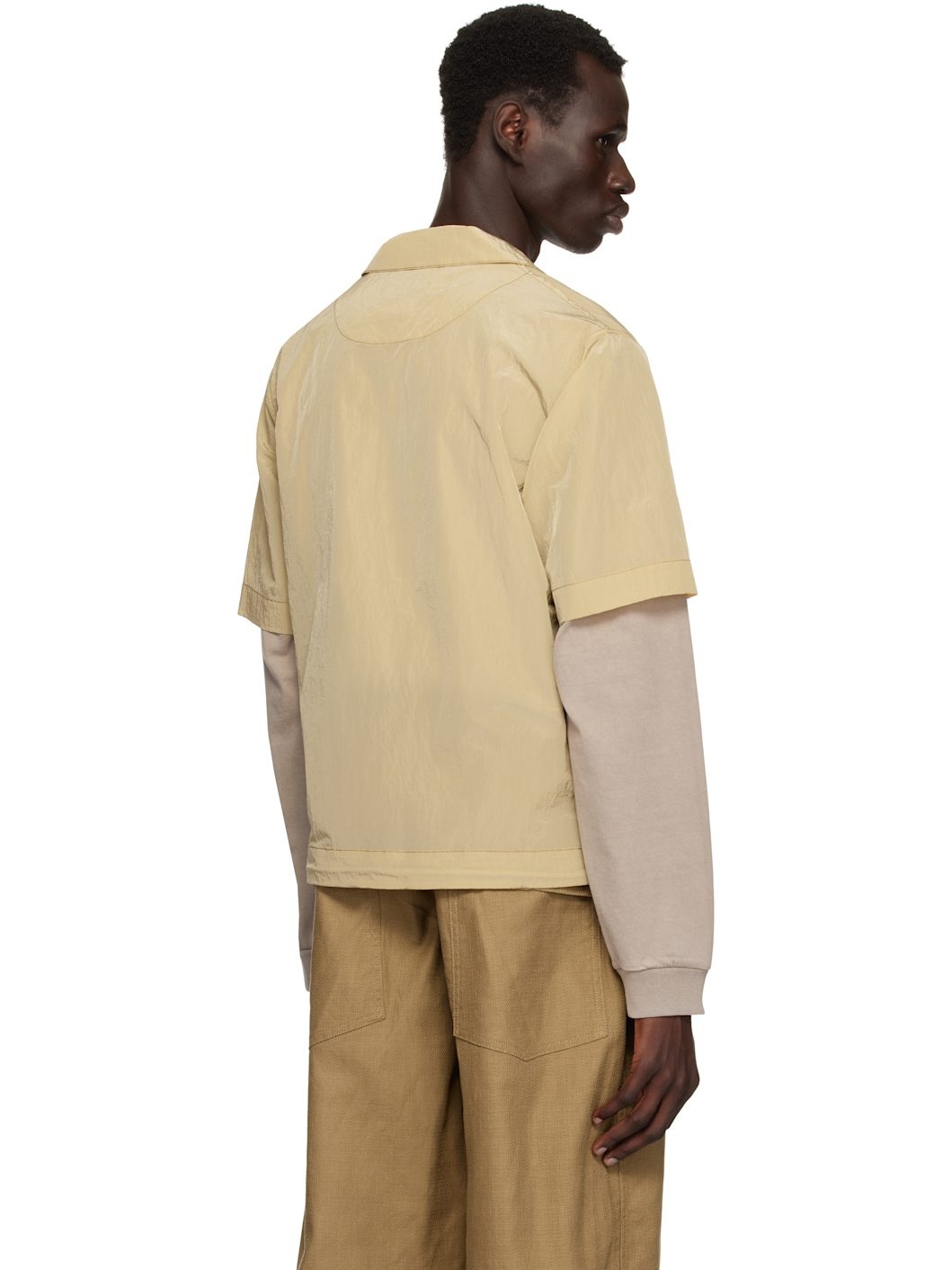 Beige Foreger Shiny Nylon Polo - 3