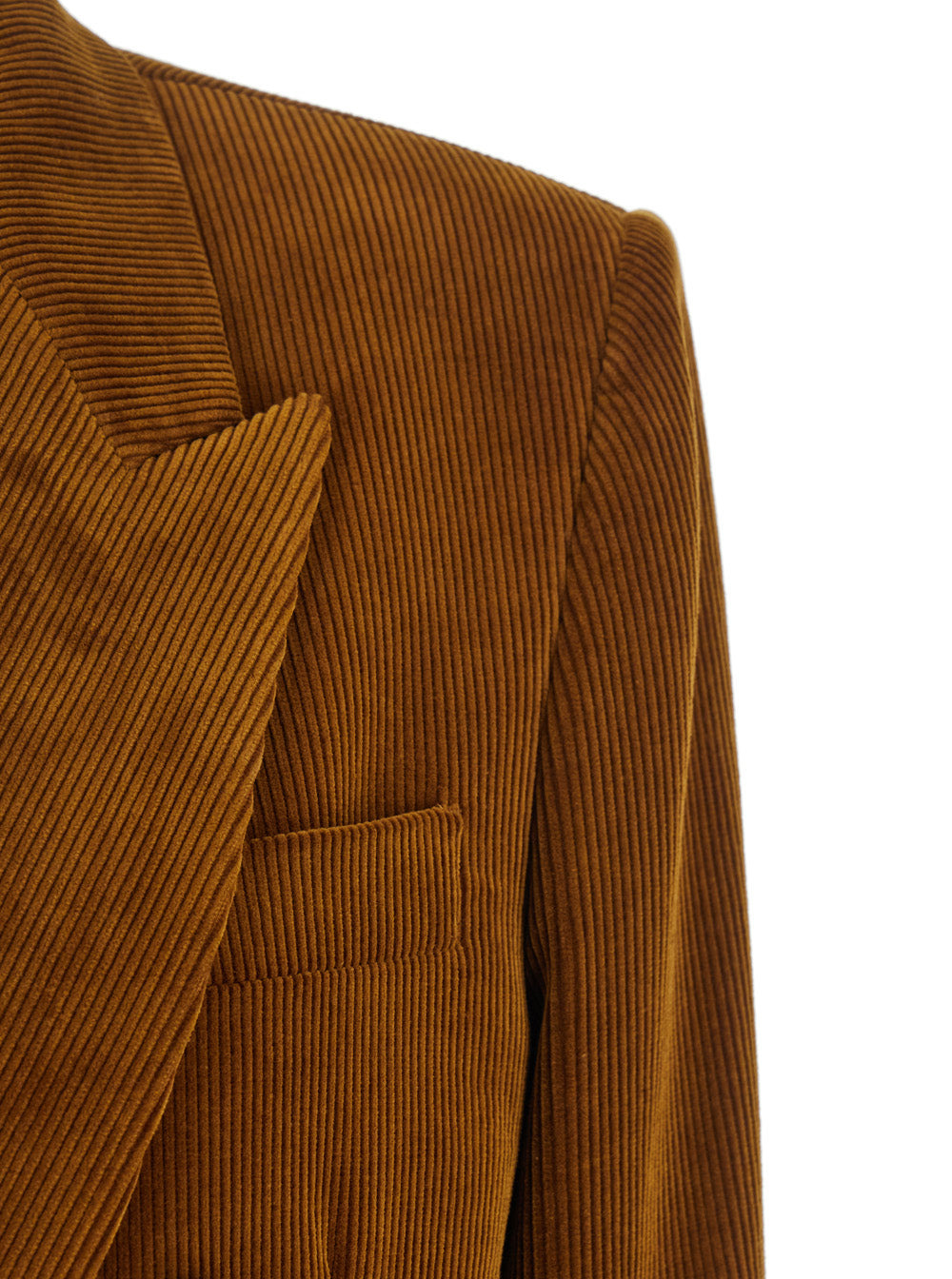 Saint Laurent Women Brown Double-Breasted Jacket With Notched Revers And In Corduroy Woman - 3