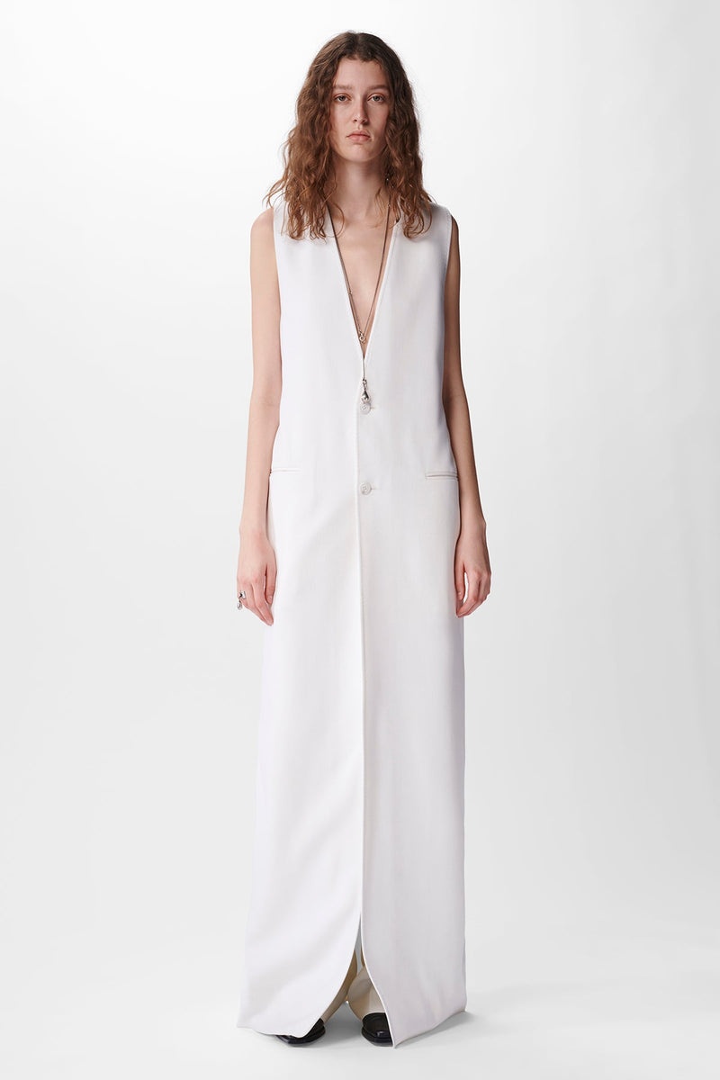 Helena Comfort Long Waistcoat Wool Satin - 1