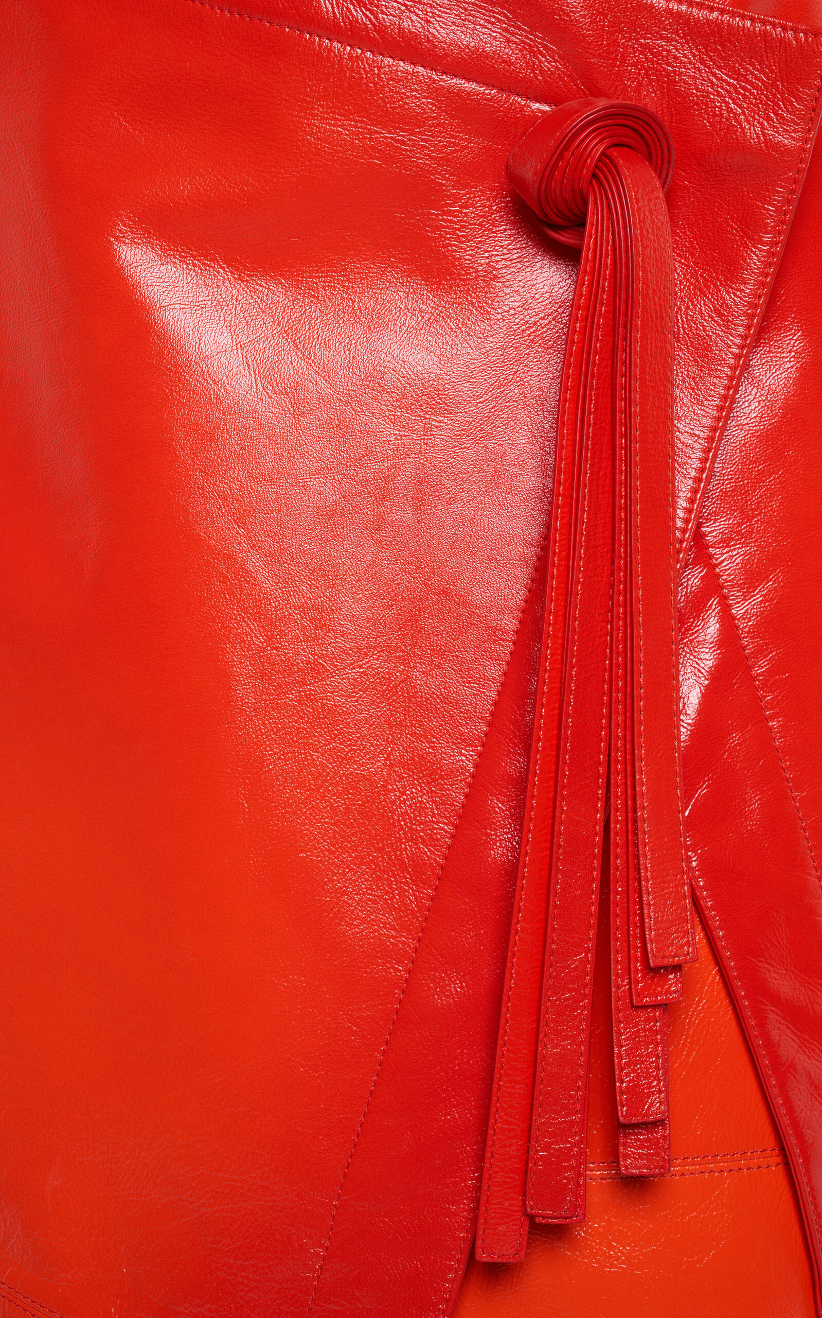 Degrade-Leather Midi Wrap Skirt red - 5