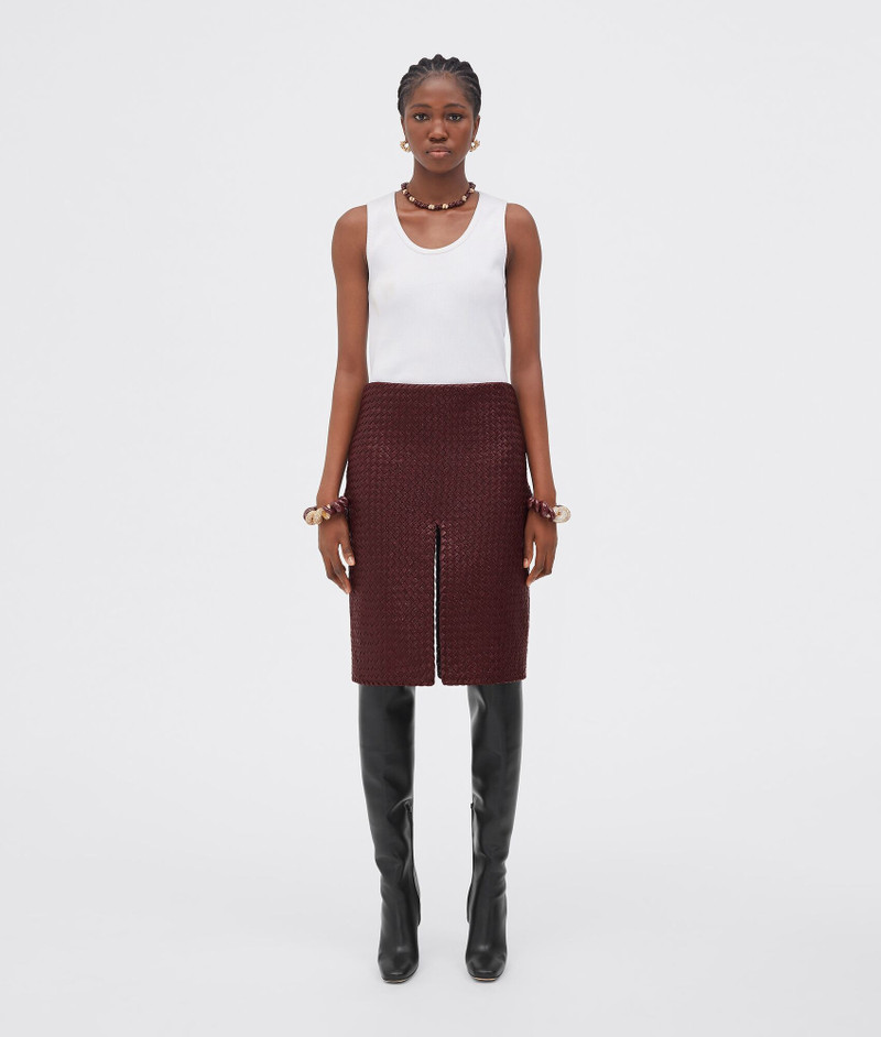 bonded intrecciato leather skirt - 1