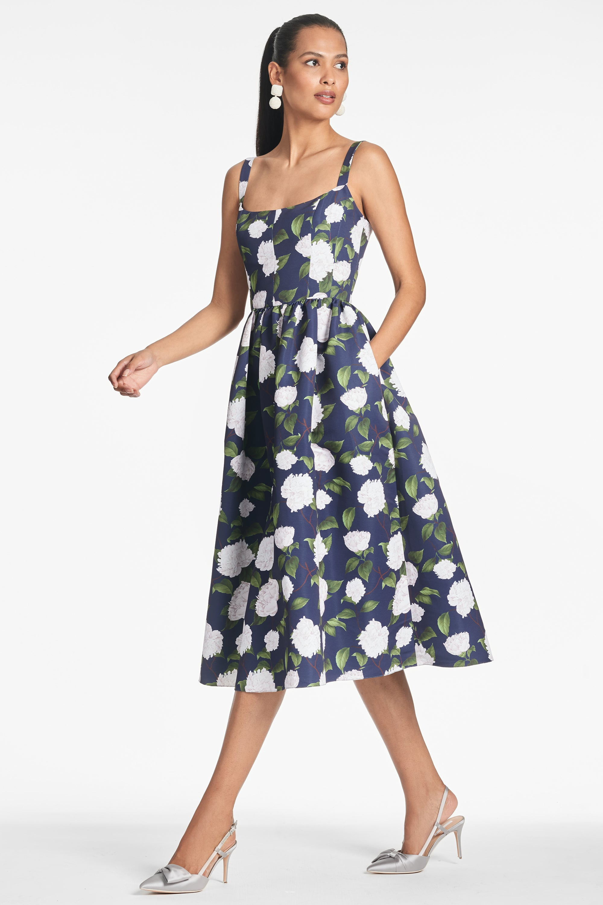 Olena Dress - Navy/Ivory Moonlit Garden - 1