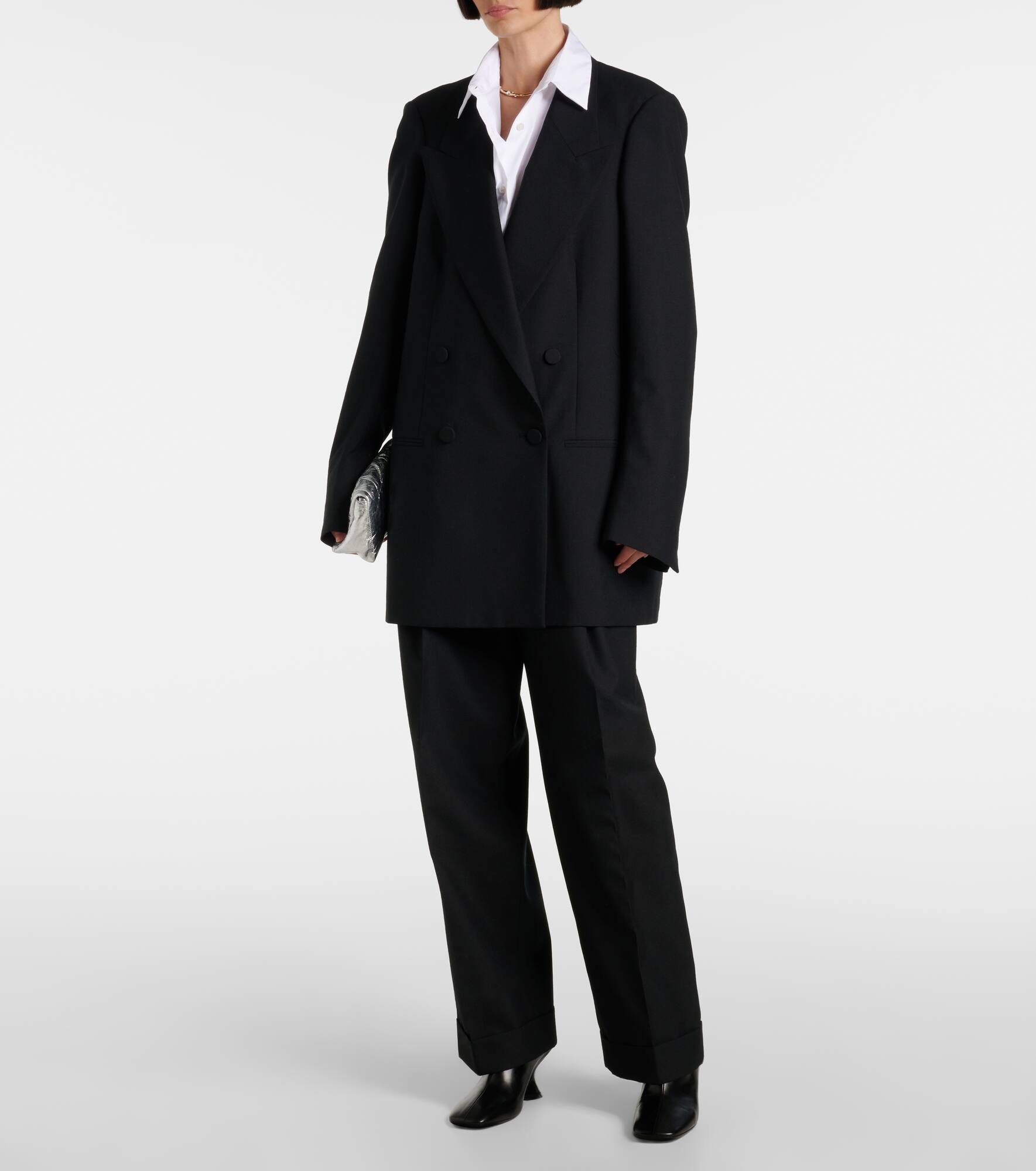 Double-breasted wool blazer - 8