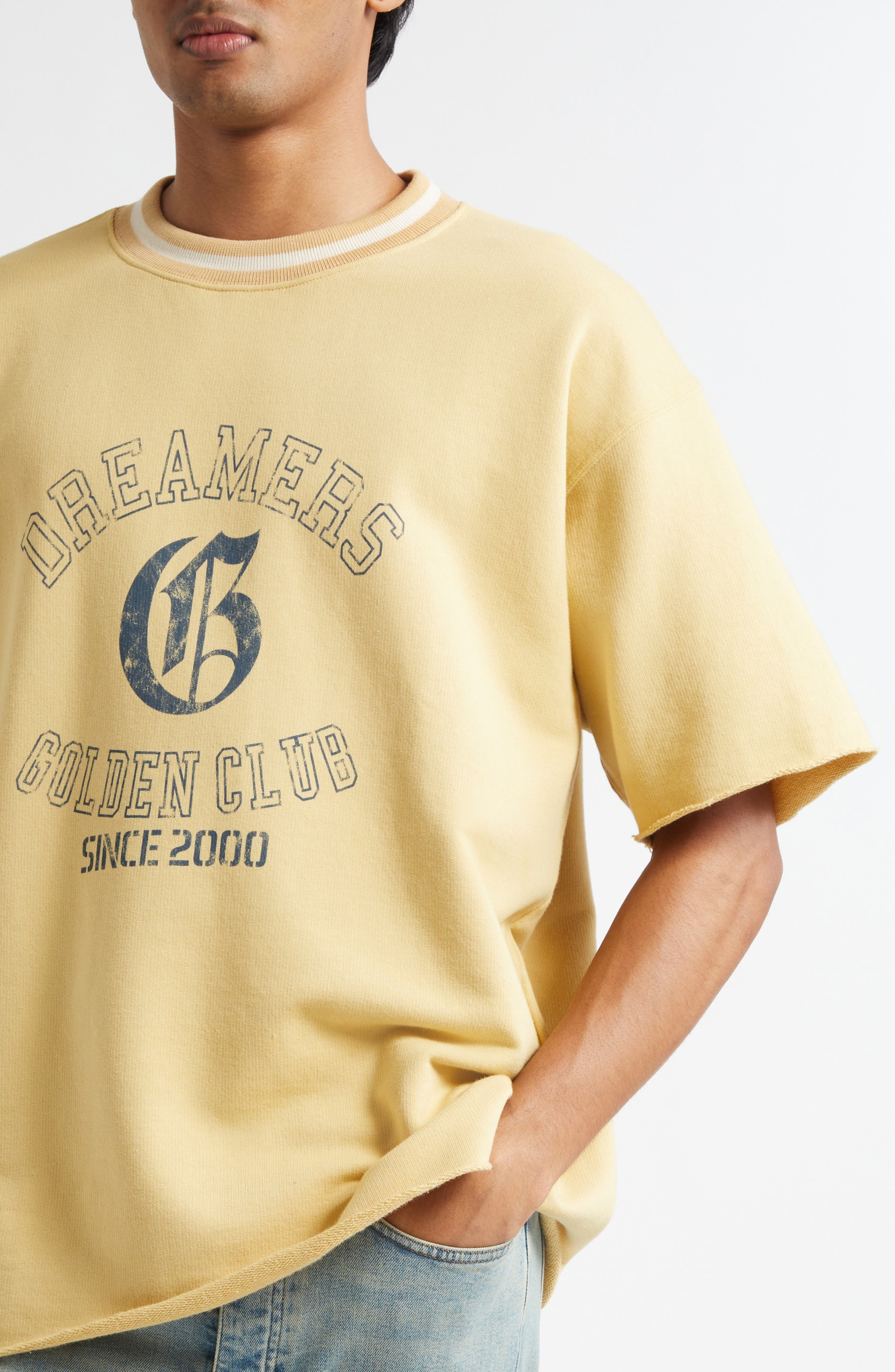 Golden Goose Journey Oversize Shirt Sleeve Graphic Sweatshirt in Rattan at Nordstrom - 4