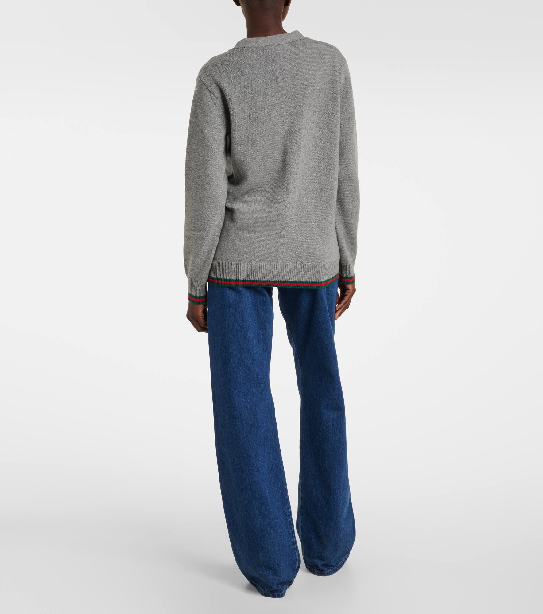 Web wool and cashmere cardigan - 3