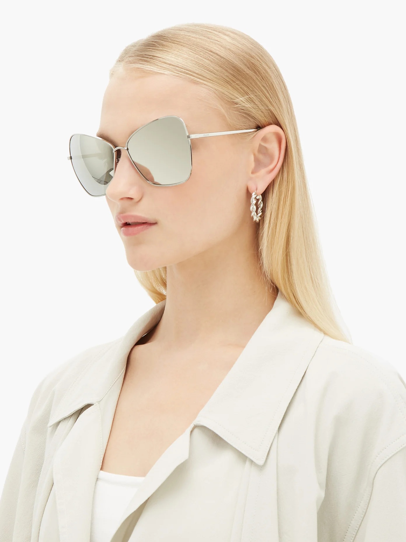 Oversized mirrored butterfly metal sunglasses - 2