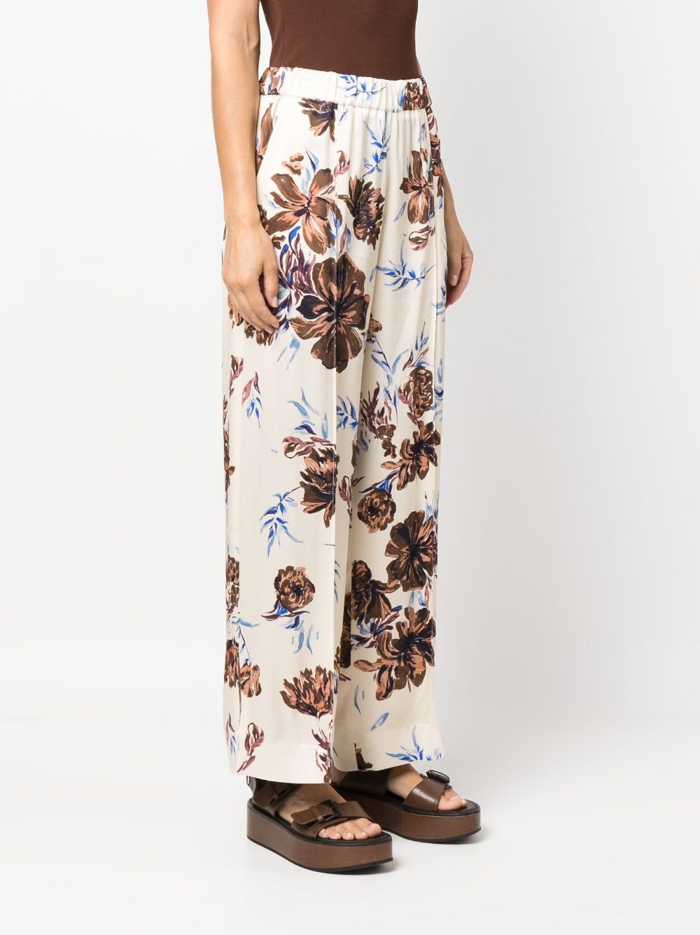 floral-print wide-leg trousers - 3