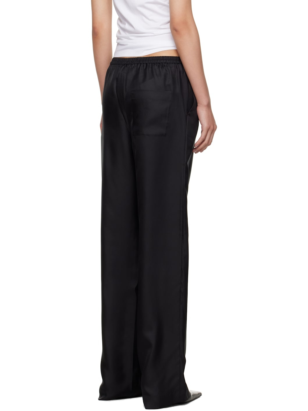 Black Alera Wide-Leg Silk Trousers - 3