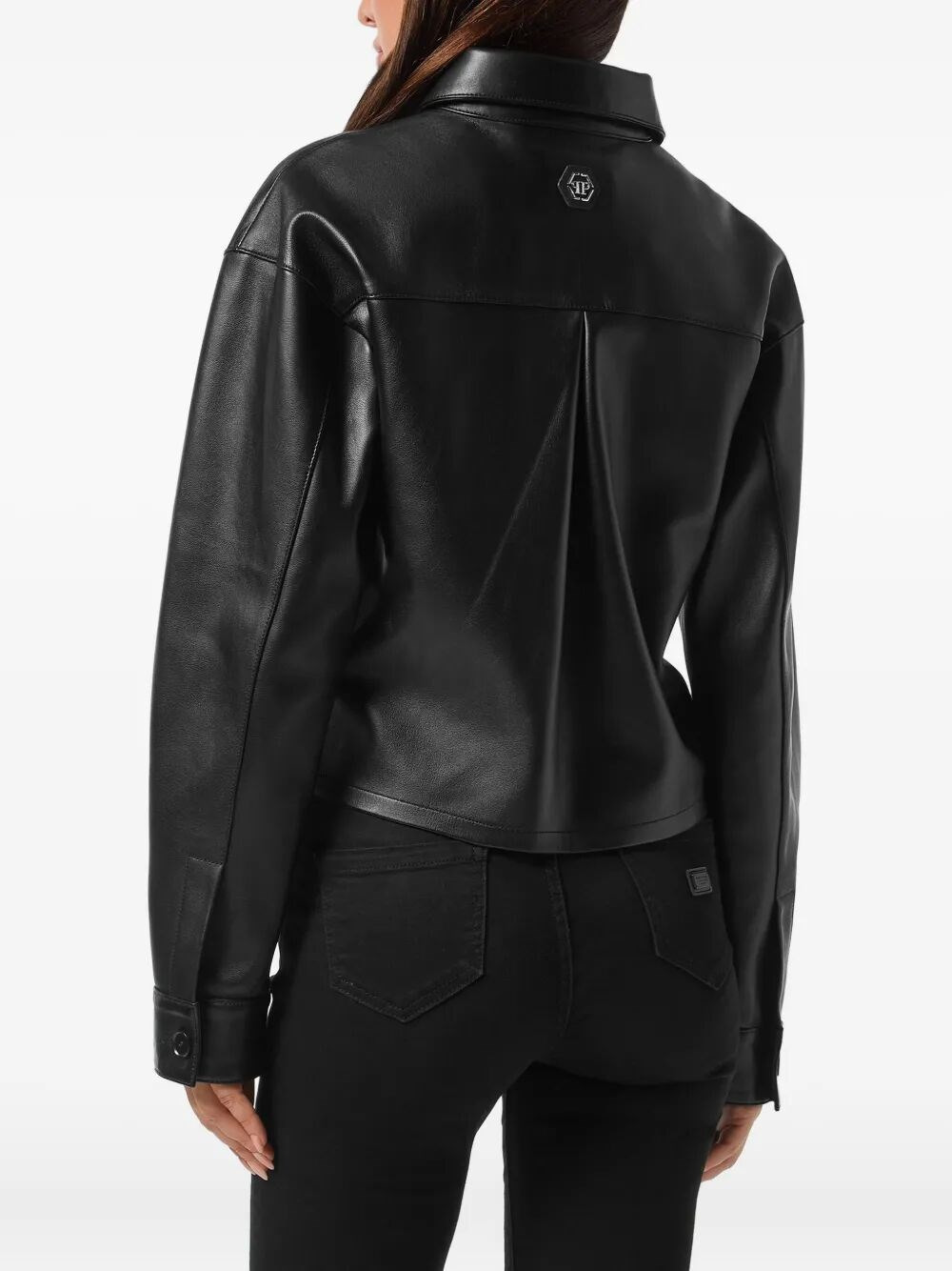Leather Cropped Shirt Signature - 4