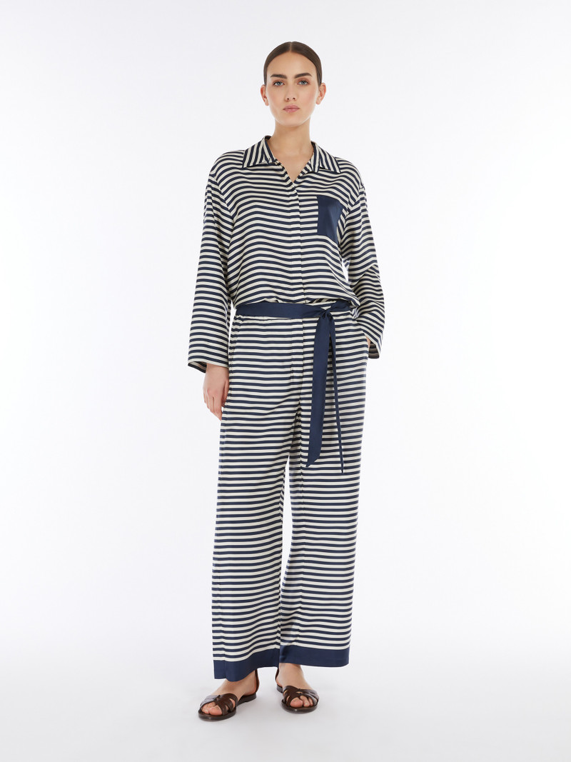 'S Max Mara NINE Printed silk belted trousers outlook
