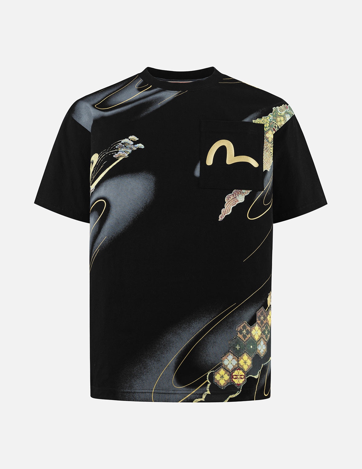 Brocade Kamon and Allover Print Relax Fit T-Shirt - 2