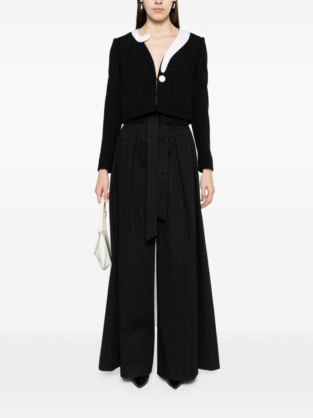 asymmetric-neck cropped jacket - 2