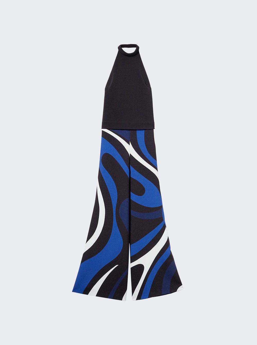 Marmo-print Jumpsuit Black And Blue - 1