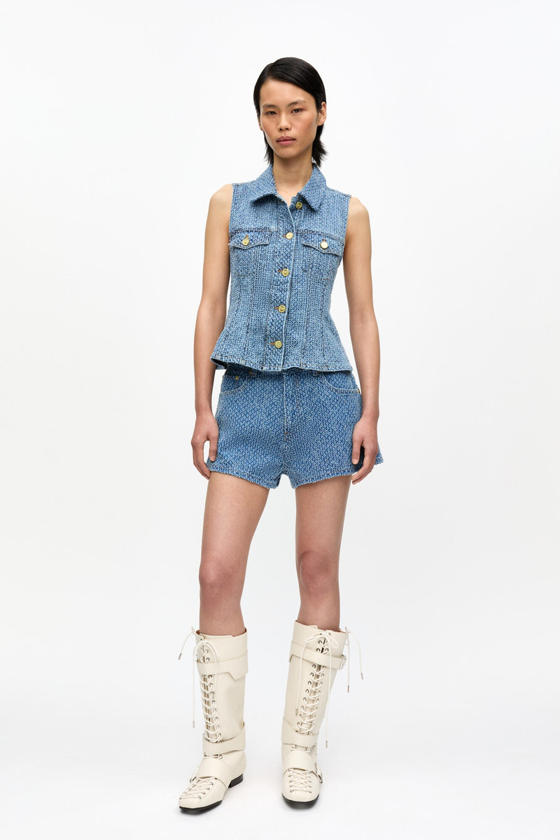 GANNI BLUE FLUFFY DENIM SHORTS outlook