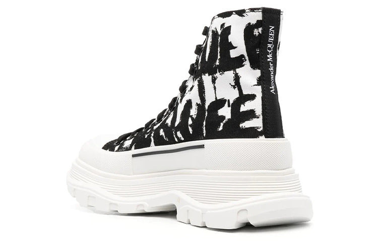 (WMNS) Alexander McQueen McQueen Graffiti Tread Slick Boots 'White Black' 708089W4TG49356 - 4