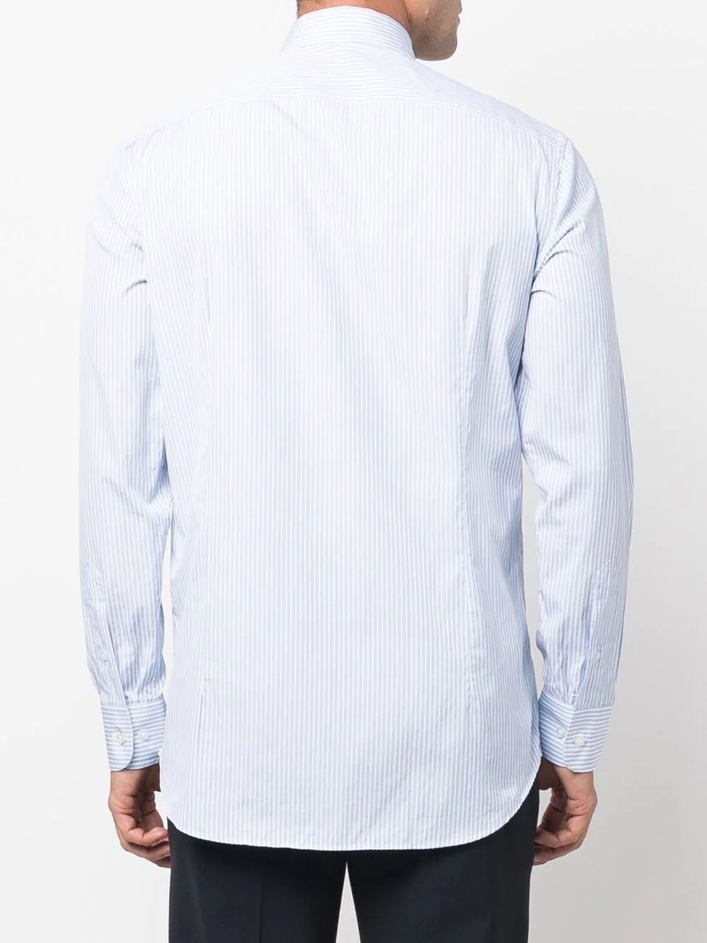 embroidered-logo striped shirt - 4