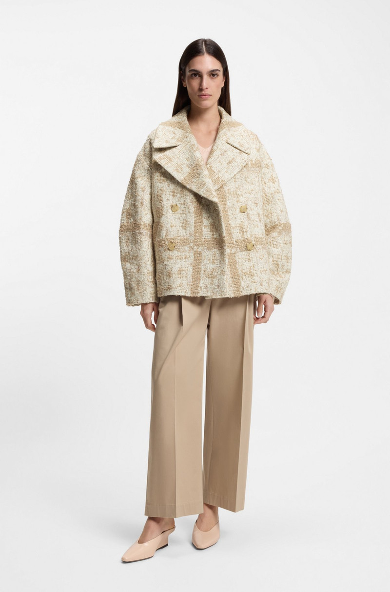 BOSS CHECK-JACQUARD COAT WITH DOUBLE-BREASTED CLOSURE outlook