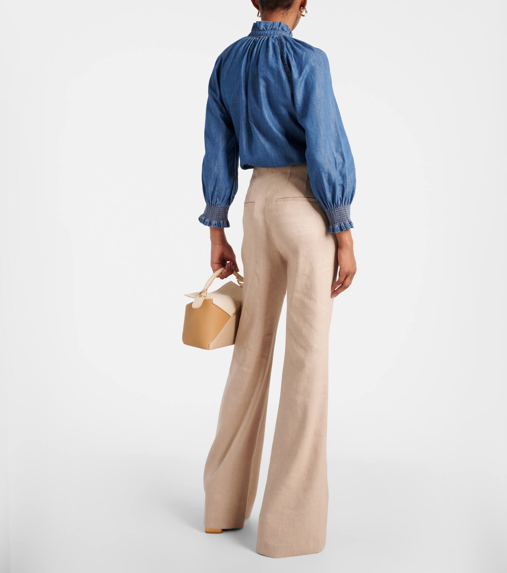 Komi linen-blend twill flared pants - 3